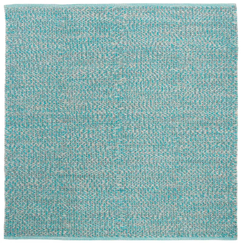 SAFAVIEH, Handmade Flatweave Montauk Gyrithe Casual Cotton Rug - 6' Square - Turquoise/Multi