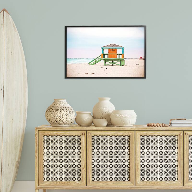 Stupell No Lifeguard On Duty Framed Giclee Art Design By Seven Trees Design