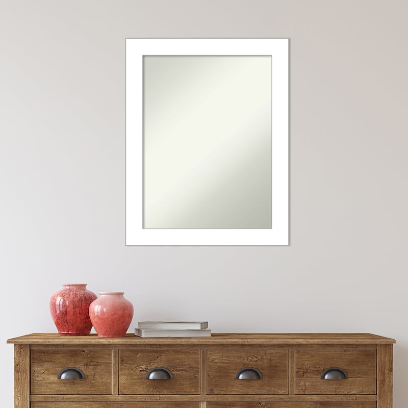 Non-Beveled Bathroom Wall Mirror - Wedge White Frame