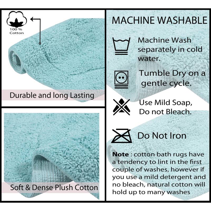 Waterford Collection 100% Cotton Non-Slip Bathroom Rug Set, Machine Washable Bath Rug, 5 Piece Bath Mat Set with Contour