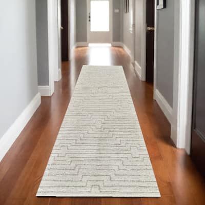 Betuh Distressed Abstract Modern Stain Resistant Woven Durable Area Rug By HomeRoots - 2' X 8'