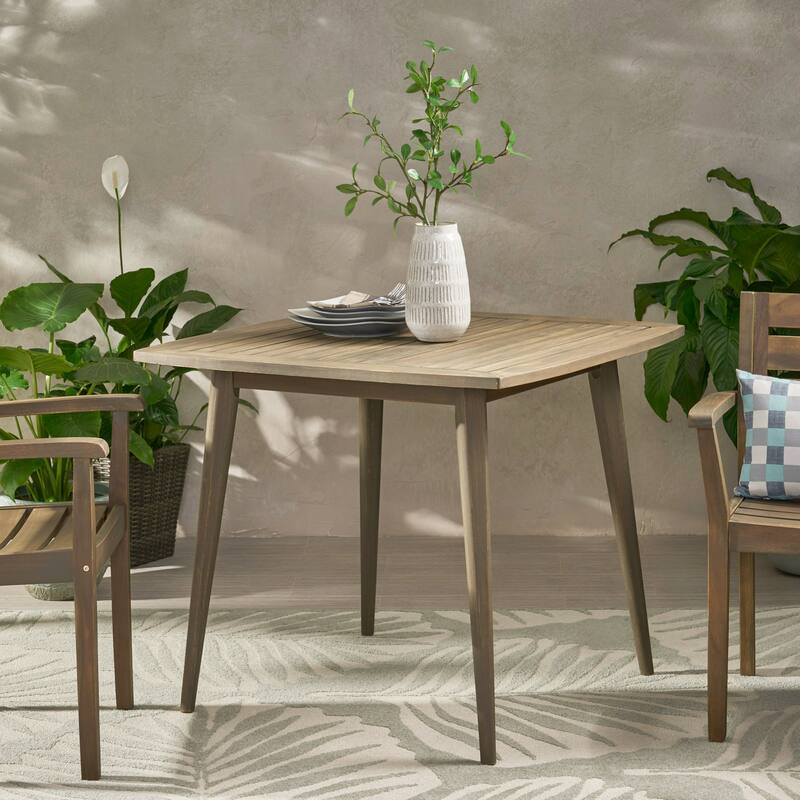 Wallace Indoor Square Acacia Wood Dining Table by Christopher Knight Home - gray