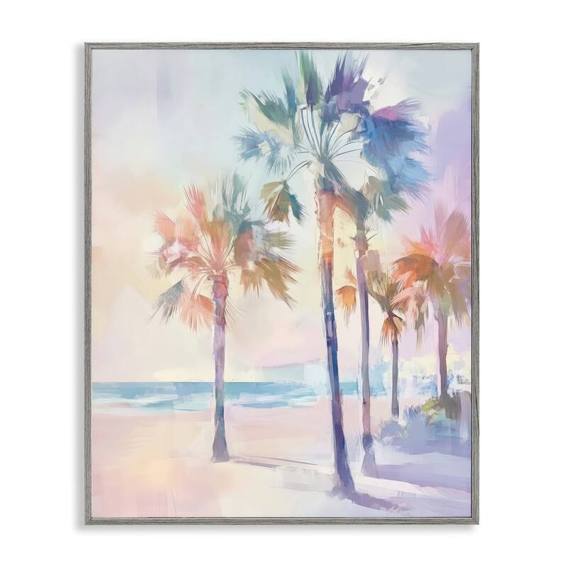 Stupell Pastel Warm Palm Trees Framed Giclee Art Design By Arlington Prints - 24 x 30 - Grey