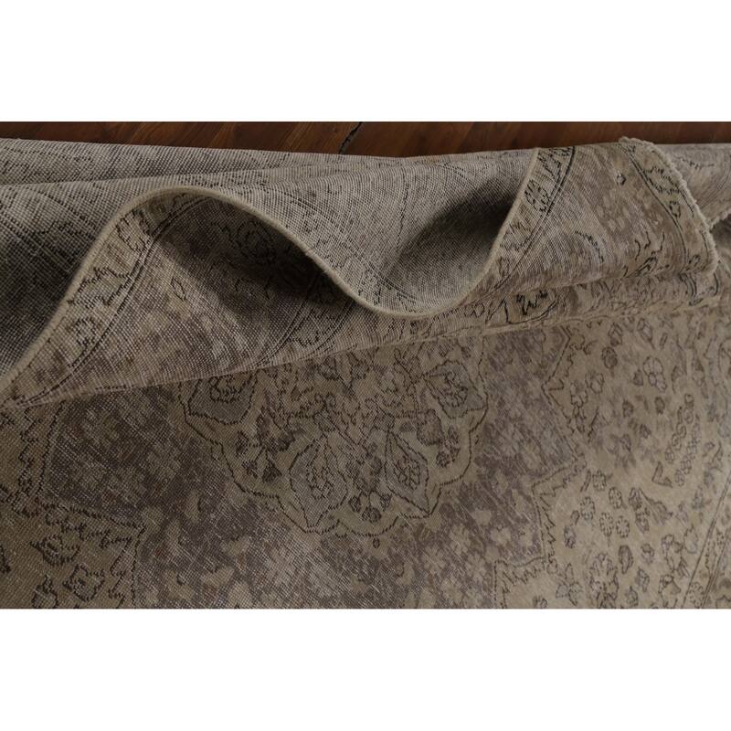 Distressed Tabriz Persian Vintage Rug Hand-Knotted Wool Carpet - 8'4" x 10'10"