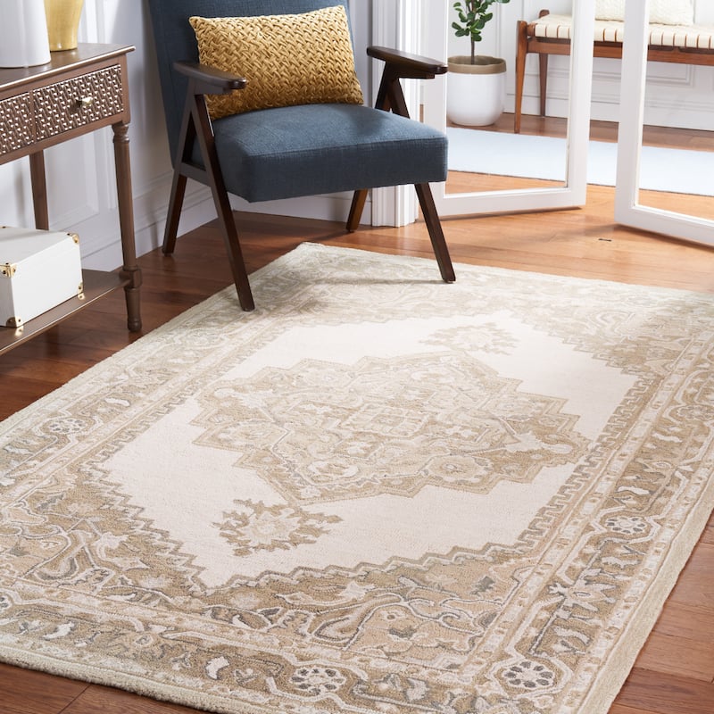 SAFAVIEH Handmade Metro Manolica Oriental Wool Rug - 8' x 10' - Ivory/Beige