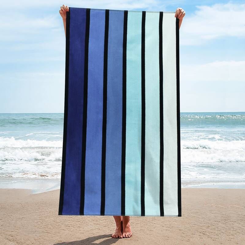 Superior Faded Stripes Cotton Velour Quick-Dry Oversized Beach Towel