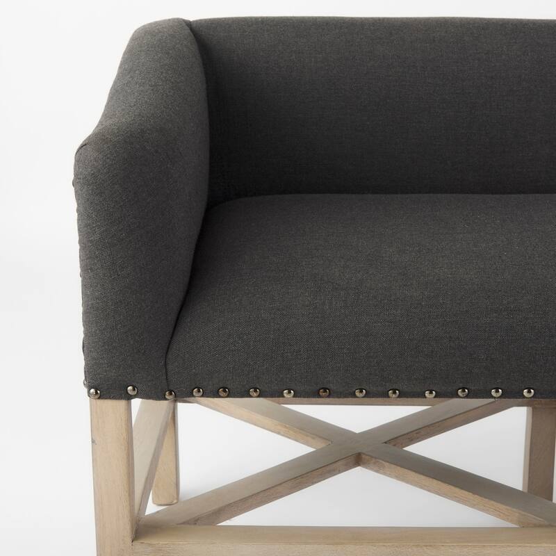 Bergen 60x25 Beige Fabric Covered Seat and Light Brown Wooden Frame Accent Bench - 60.0L x 19.0W x 25.5H