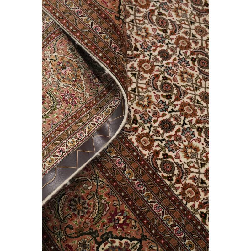 Hand Knotted Oriental 100% Wool Carpet Traditional Floral Beige & Ivories Tabriz Area Rug - 8' 2'' X 8' 2''