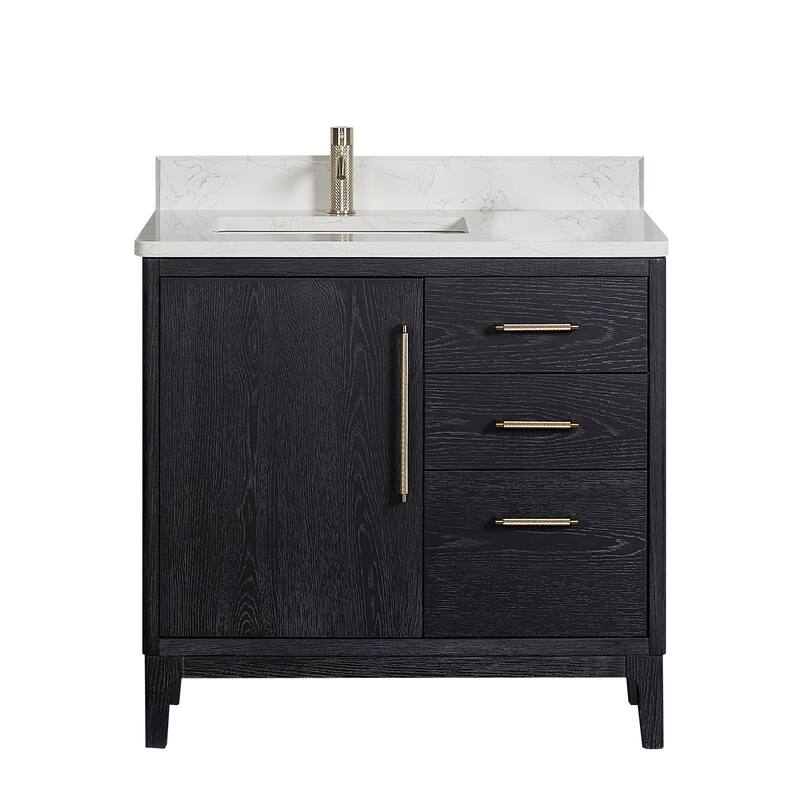Gara Single Bath Vanity with Composite Stone Top without Mirror