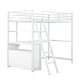 preview thumbnail 10 of 12, White Twin Size Metal Wood Loft Bed with Desk and Shelves, Two Built-in Drawers