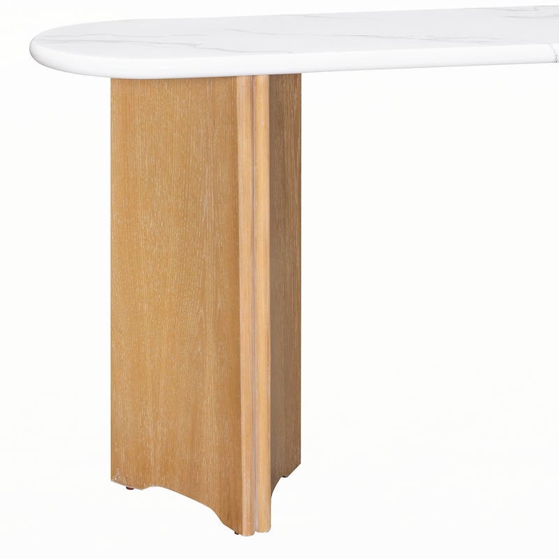 Narrow Console Table, Entryway Table,Natural+White