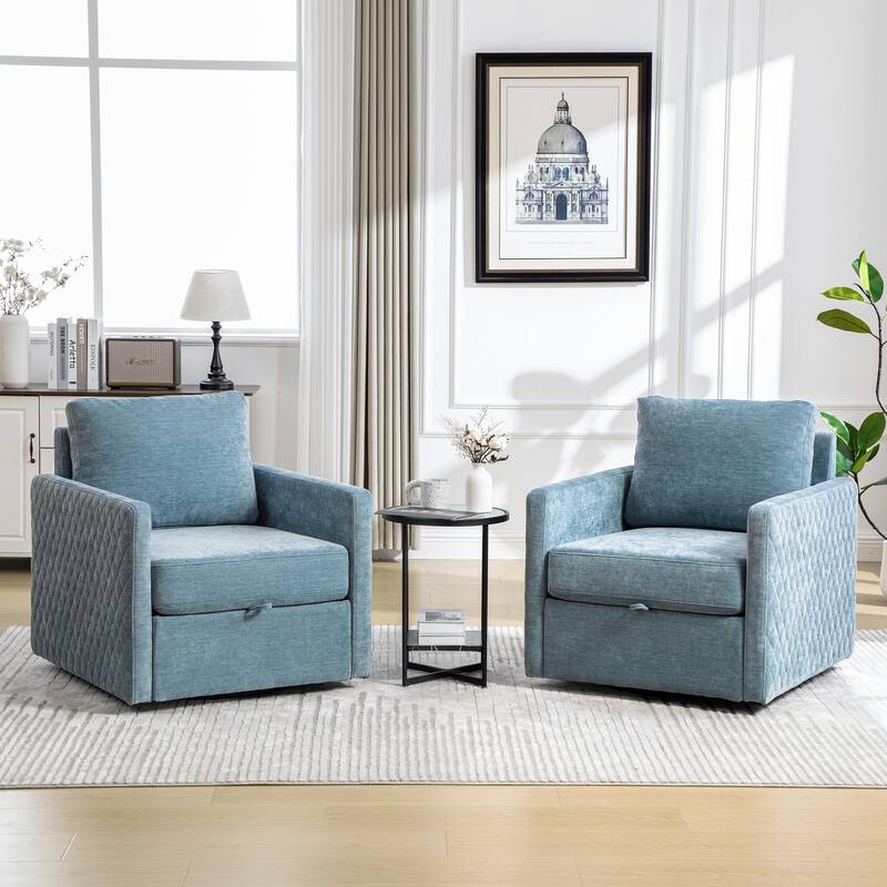 Swivel Accent Chair, Comfy Reading Chairs, Accent Single Armchair Upholstered Sofa Tufted Accent Square Club Chair