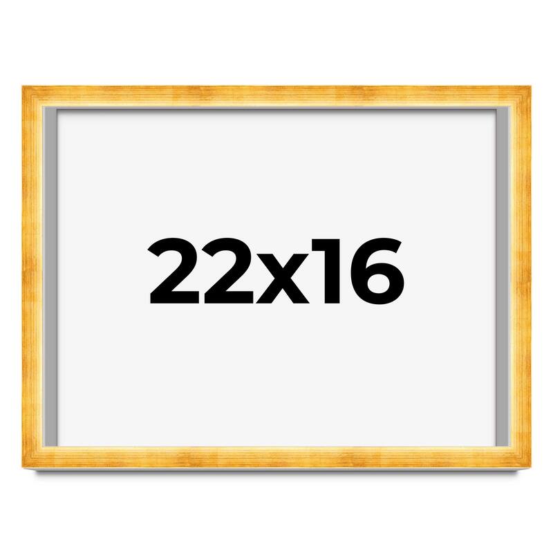 22x16 Shadow Box Frame Gold | 1.625 Inches Deep Real Wood Traditional