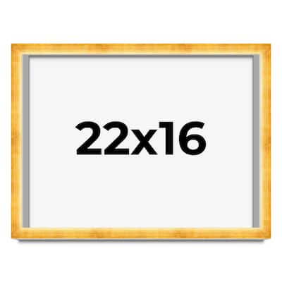 22x16 Shadow Box Frame Gold | 1.625 Inches Deep Real Wood Traditional