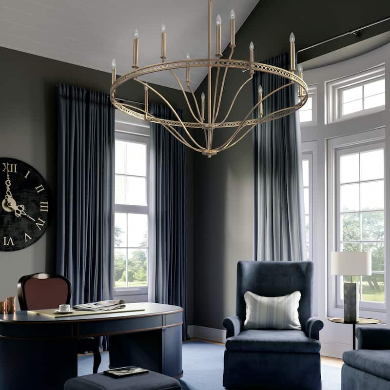 Isabella 52" 12-light Winter Gold Grand Chandelier