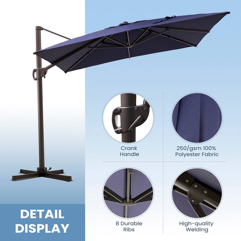 9 FT x 10.5 FT Outdoor Patio Umbrella Cantilever-Offset Umbrella with No Base