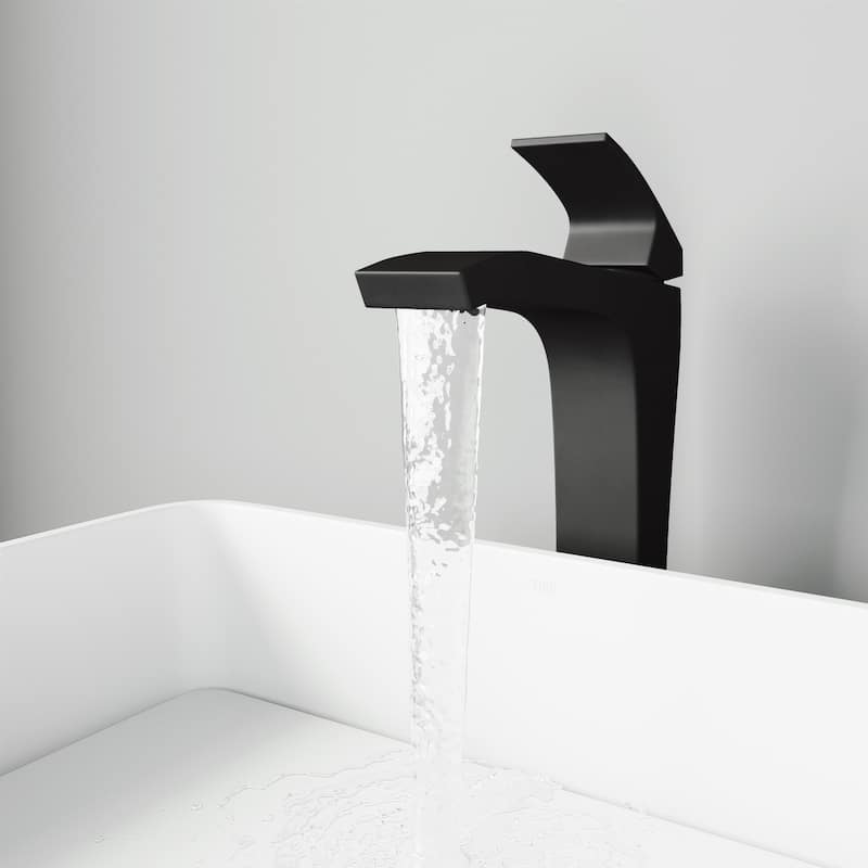 VIGO Blackstonian 12" H Single Handle Single Hole Bathroom Vessel Faucet in Matte Black