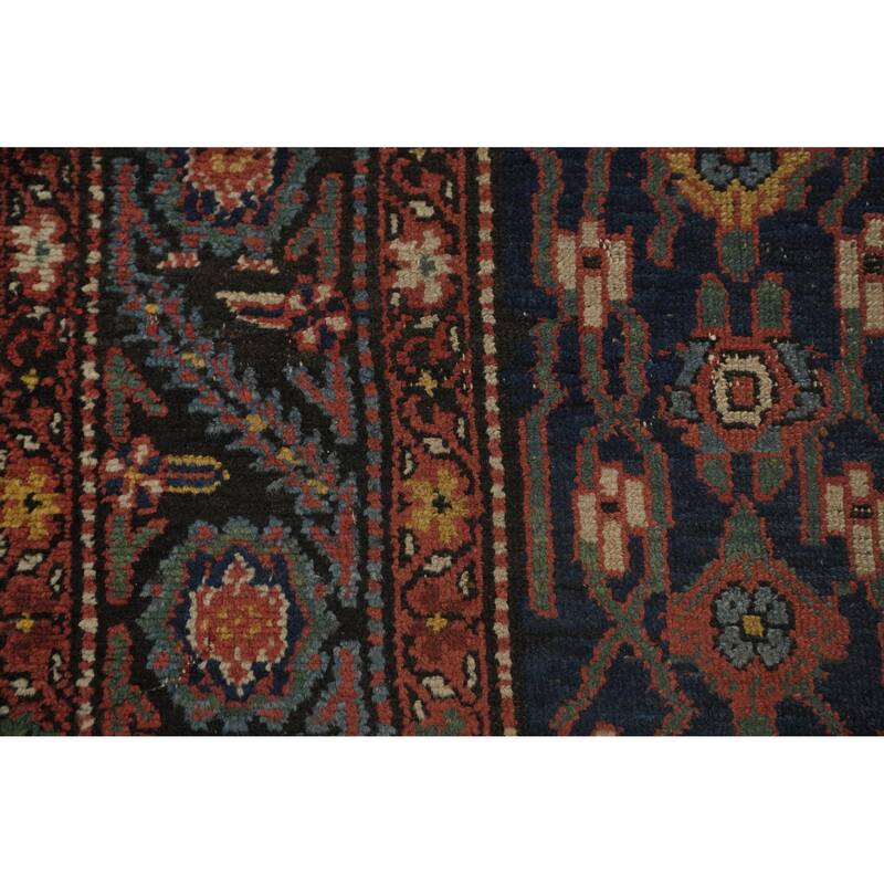 Hand Knotted Oriental 100% Wool Carpet Traditional Geometric Navy Blue & Blues Bakhtiari Area Rug - 13' 4'' X 5' 6''