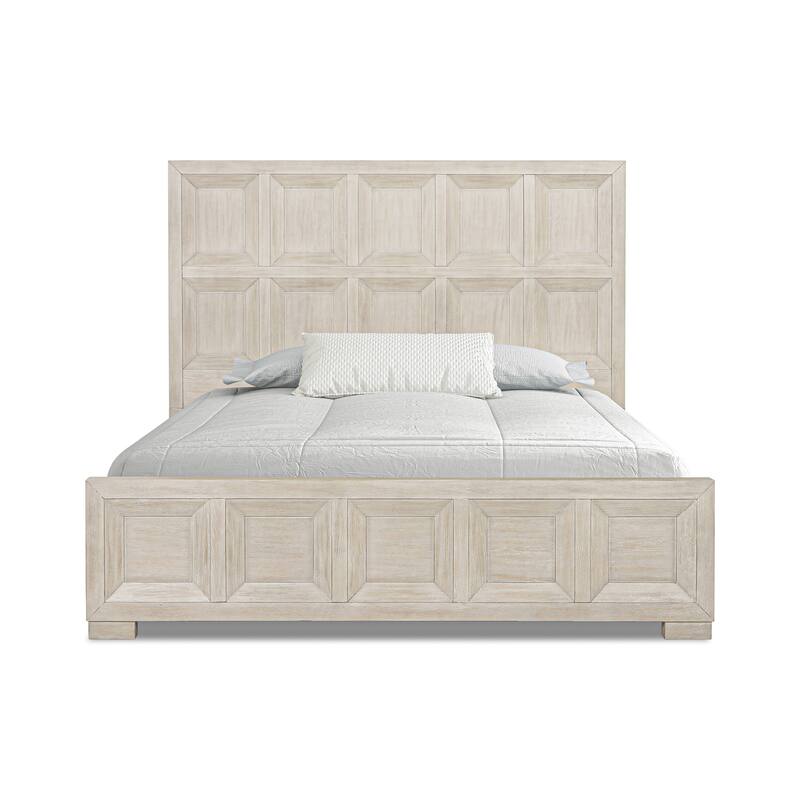 Furniture of America Durem Modern Classic 4-Piece Solid Wood Tawny Panel Bedroom Set with Desk