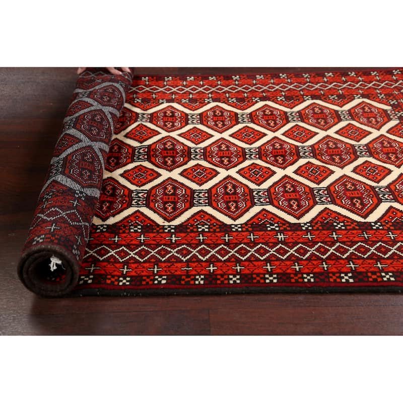Traditional Geometric Balouch Persian Wool Area Rug Hand-knotted - 3'3" x 5'8"