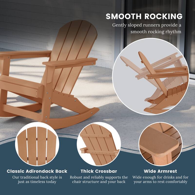 Laguna Hdpe All Weather Outdoor Patio Rocking Chairs With Side Table (3-Piece Set)