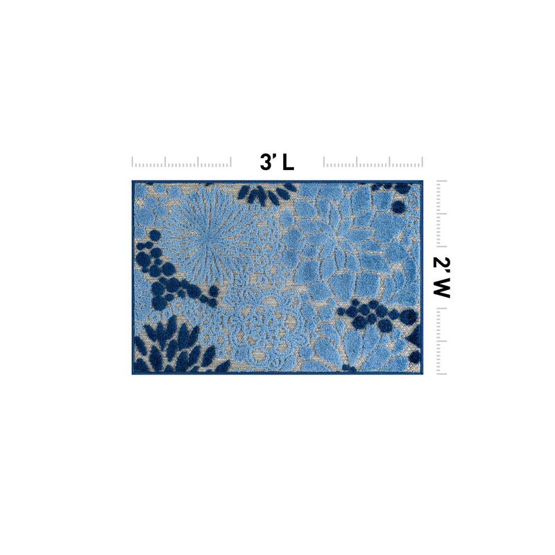 World Rug Gallery Indoor/Outdoor High-Low Textured Area Rug, Floral, Easy-Clean Patio Rug
