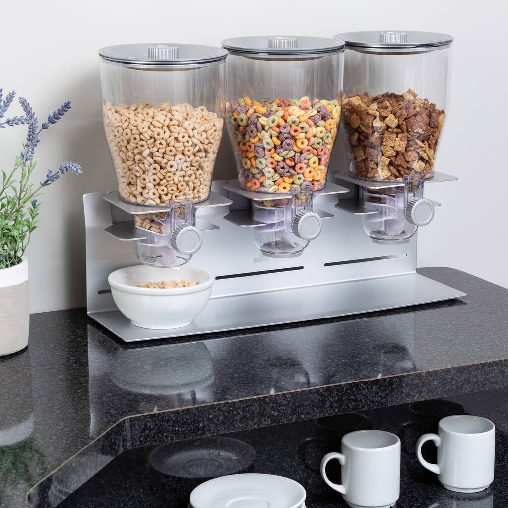 Honey-Can-Do 52.5 Oz Silver Triple Dry Food Dispenser