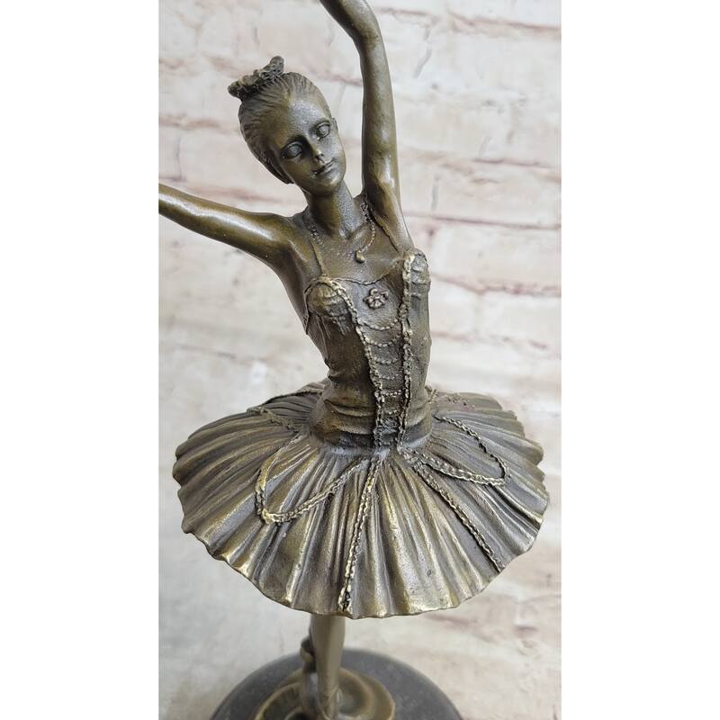 Prima Ballerina Ballet Dancer Girl Figure Signed Original Bronze Statue Sculpture 13 Inches X 5 Inches