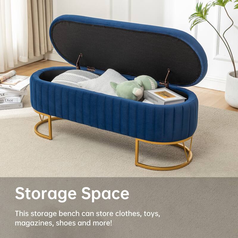 Velvet Storage Bench for Bedroom