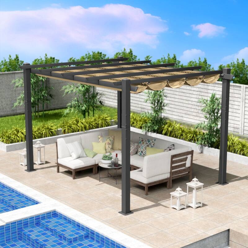 Kozyard Atlantics Outdoor 10'x13' Extra Large BBQ Grill Pergola with Sun Shade Gazebo Canopy