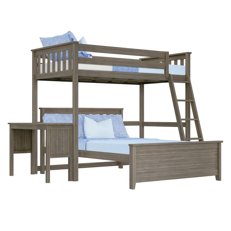 Max and Lily L Shaped Twin over Full Bunk Bed with Desk