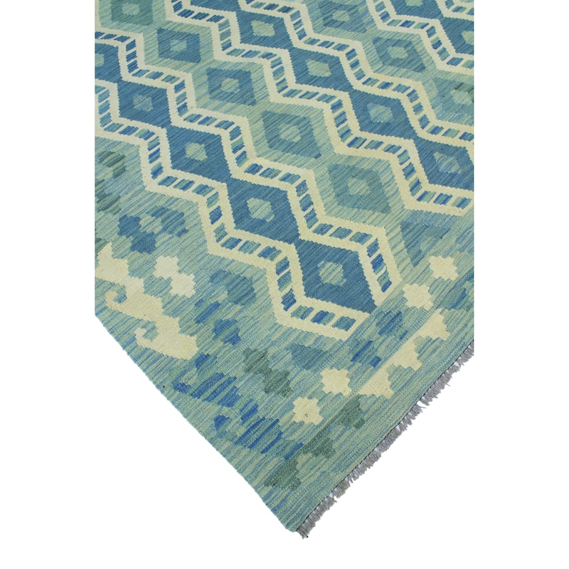 Modern Flatweave Nazy Blue/Ivory Rug - 5'7" x 7'10"