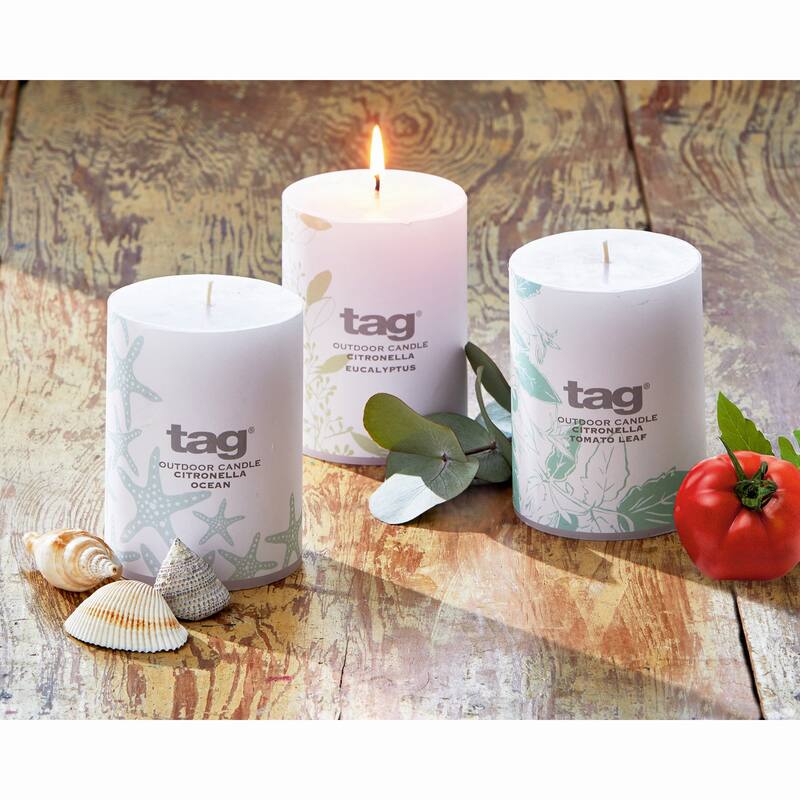 Citro 3x4 Inch White Pillar Candle with Tom Leaf Design, 14oz Paraffin Wax, 36 Hour Burn Time, Perfect for Spring and Summer