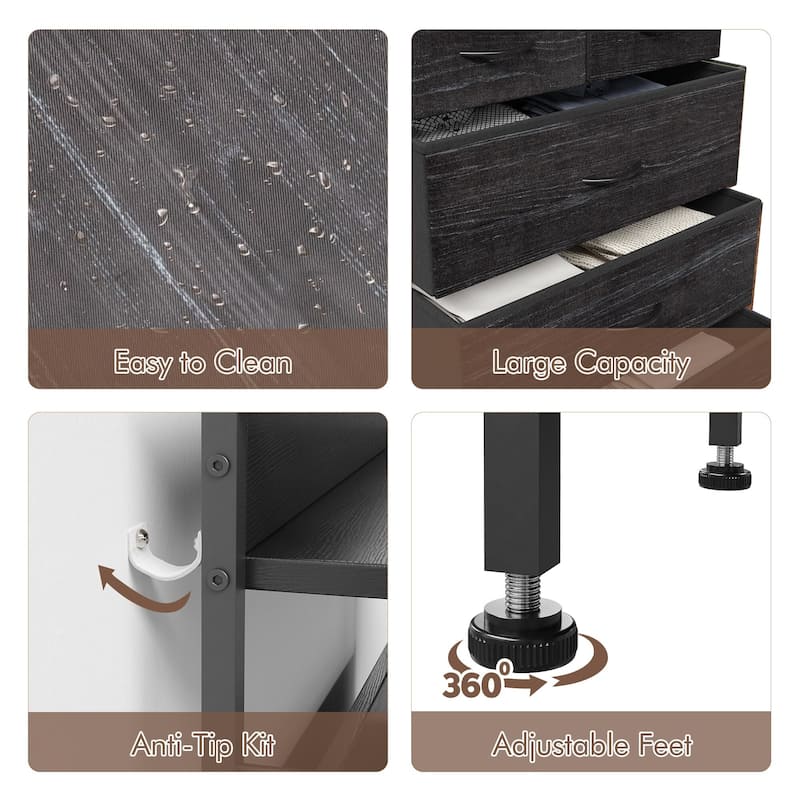 5 Drawers Dresser for Bedroom with Shelf