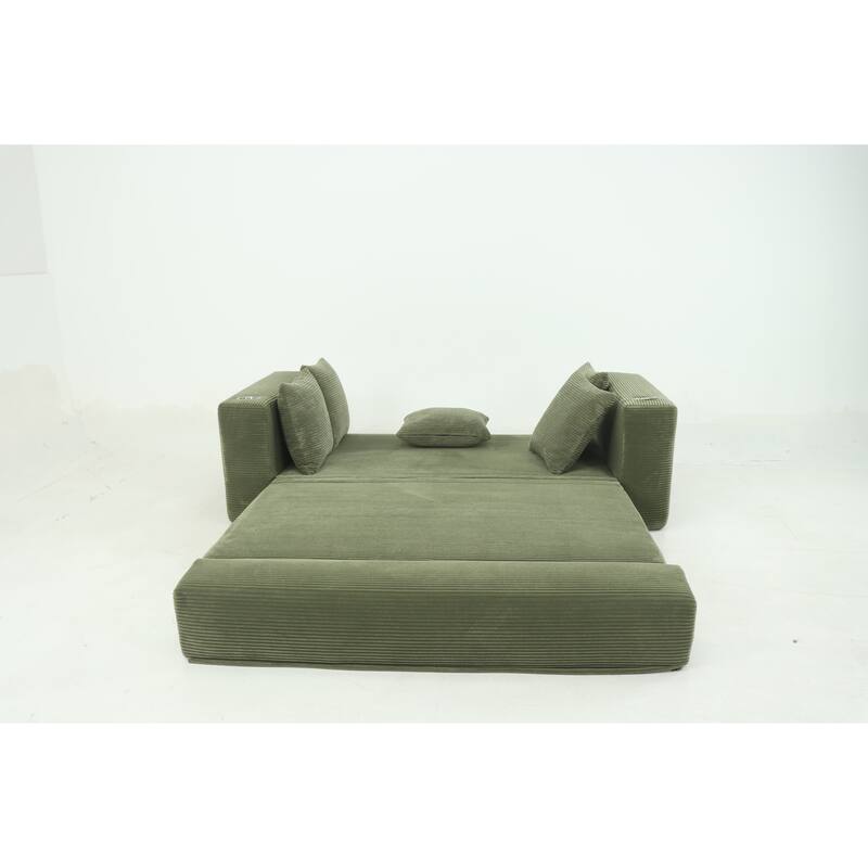 Convertible Sofa Bed, 76" Boneless Loveseat Couch 2 in 1 Foldable Floor Sofa Couch with 2 Cup Holders, Folding Sleeper Chair