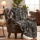 preview thumbnail 49 of 111, Chanasya Faux Fur Wolf Throw Blanket With Reversible Sherpa 50 x 65 Inches - Black