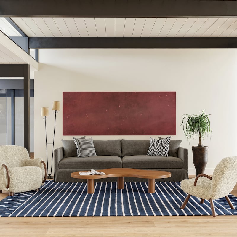 Mandia Striped Wool Area Rug - 2'6" x 8' Runner - Navy
