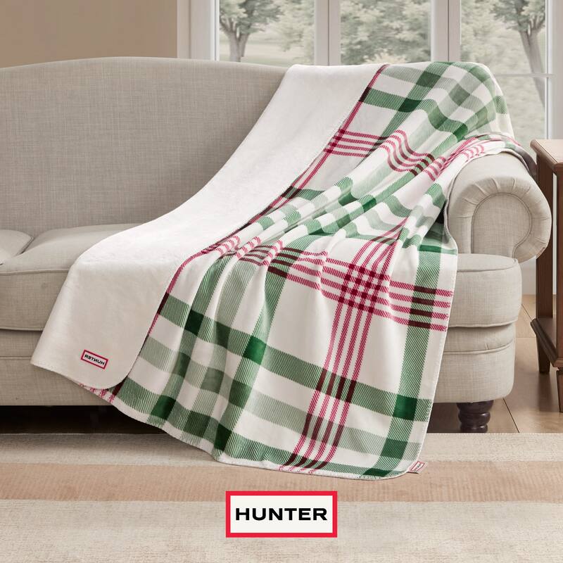 Hunter Reversible Plaid Plush Throw Blankets