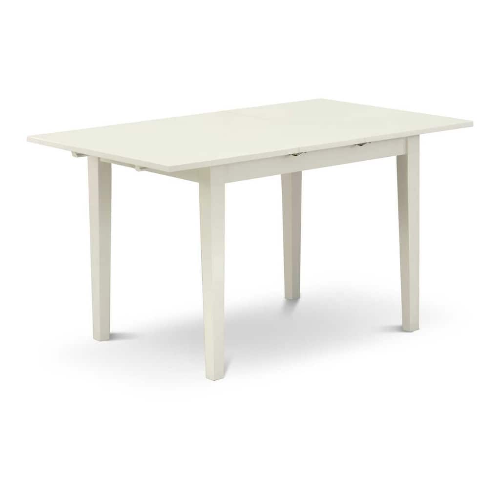3-Piece Linen White Finish Rectangular Solid Wood Top Dining Table Set