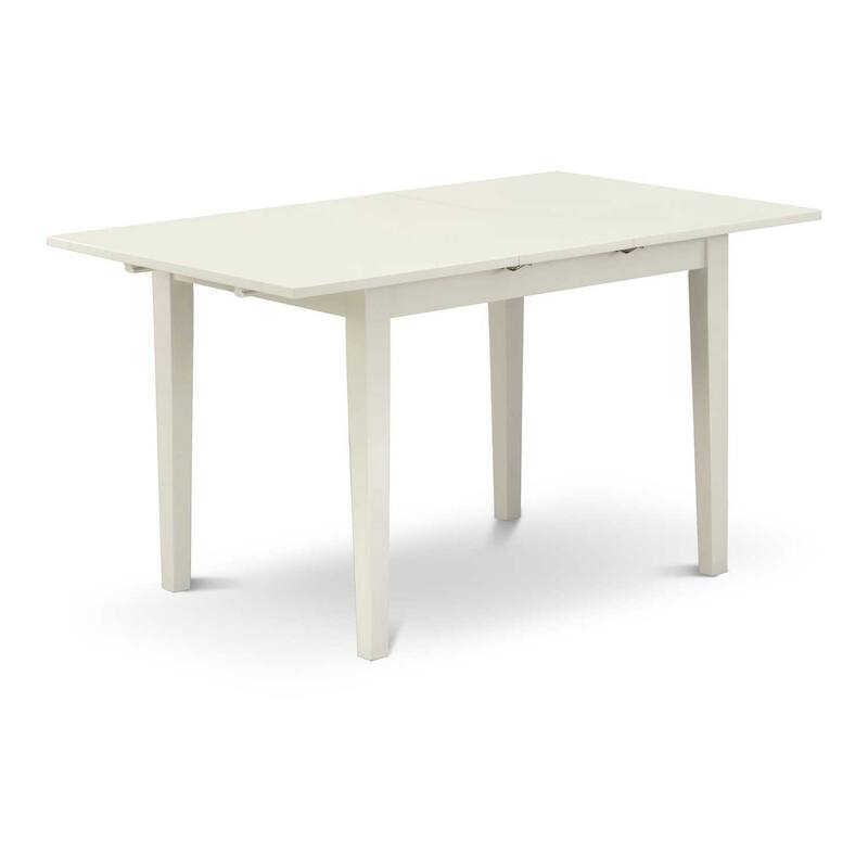 HomeStock 3-Pc Linen White Finish Rectangular Solid Wood Top with Butterfly Leaf Dining Table Set