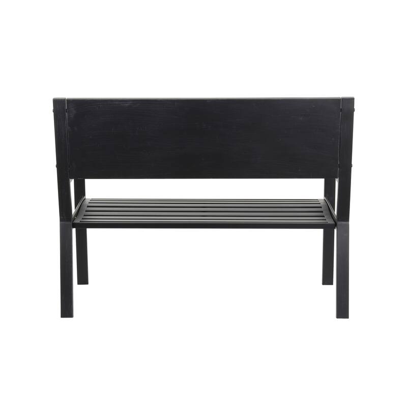 Black or White Metal Mosaic Floral and Scroll Outdoor Bench with Orange and Blue Patterns