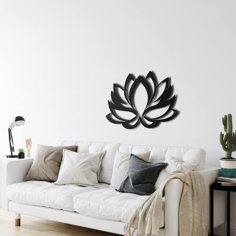 Lotus Flower Metal Wall Decor for Home and Outside - Wall-Mounted Geometric Wall Art Decor