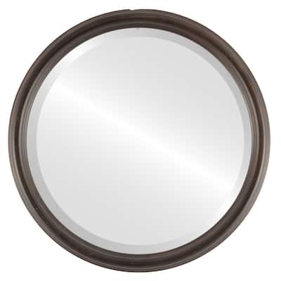 Saratoga Framed Round Mirror in Rubbed Bronze - Antique Bronze