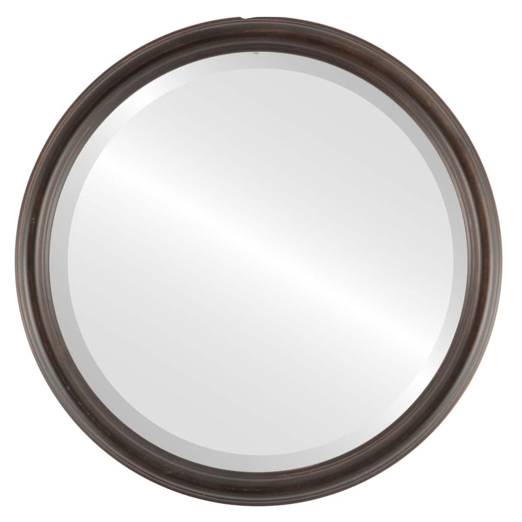 Saratoga Framed Round Mirror in Rubbed Bronze - Antique Bronze