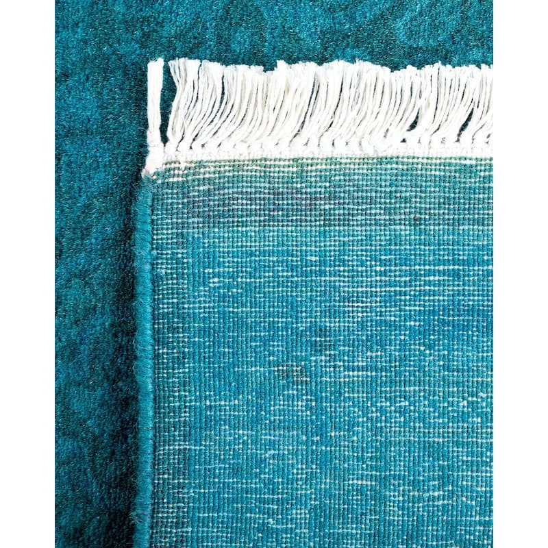Overton Hand Knotted Wool Vintage Inspired Modern Contemporary Overdyed Blue Runner Rug - 2' 7" x 21' 1"