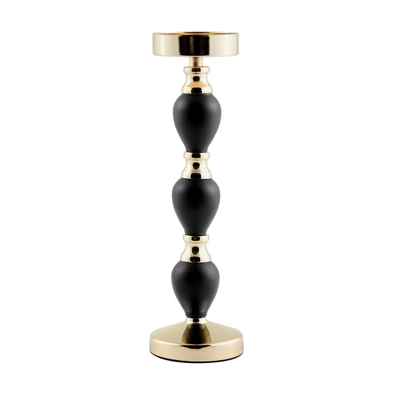 Danya B. Talia Black and Gold Candlestick Taper Candle Holders - Set of 3