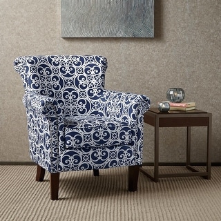 navy blue and white accent chair