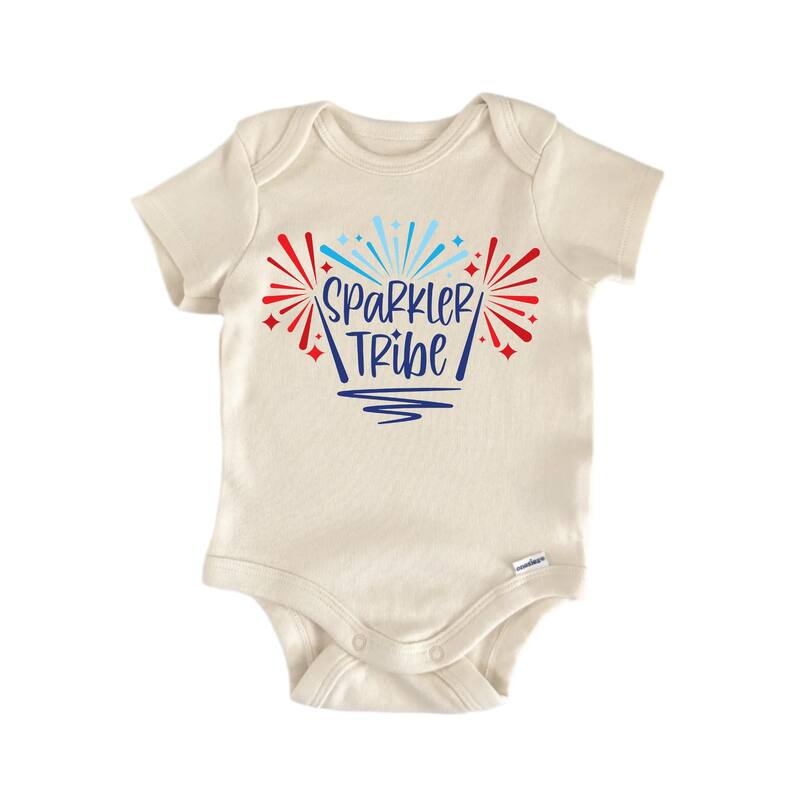 Sparkle Tribe July 4th Patriotic - Baby Boy Girl Clothes Bodysuit - Blue - 0-3M