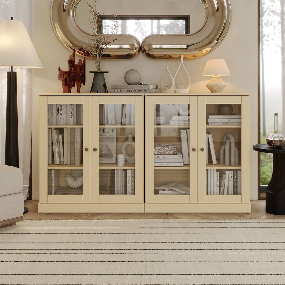 100% Solid Wood Sideboard with Glass or Solid Wood Doors by Palace Imports - 64" x 35.75"