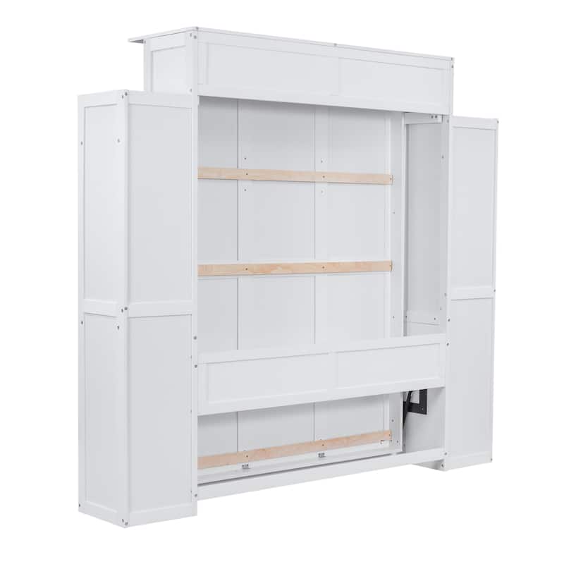 Queen Murphy Bed Cabinet Bed Wall Bed - White